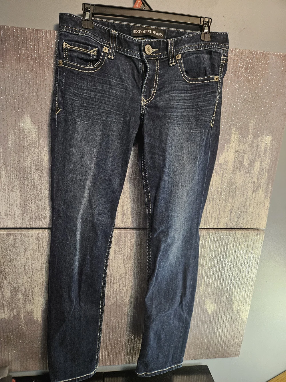 Express Women's Skinny Jeans in Dark Blue Denim